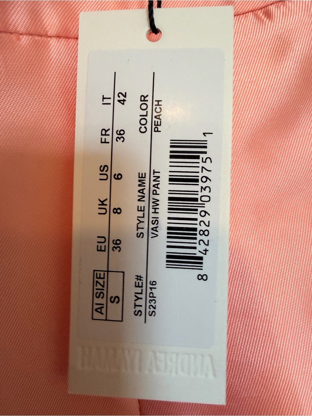 Andrea Iyamah Vasi Pant Peach Satin Wide Leg High Rise Small US 6 - Picture 2 of 8